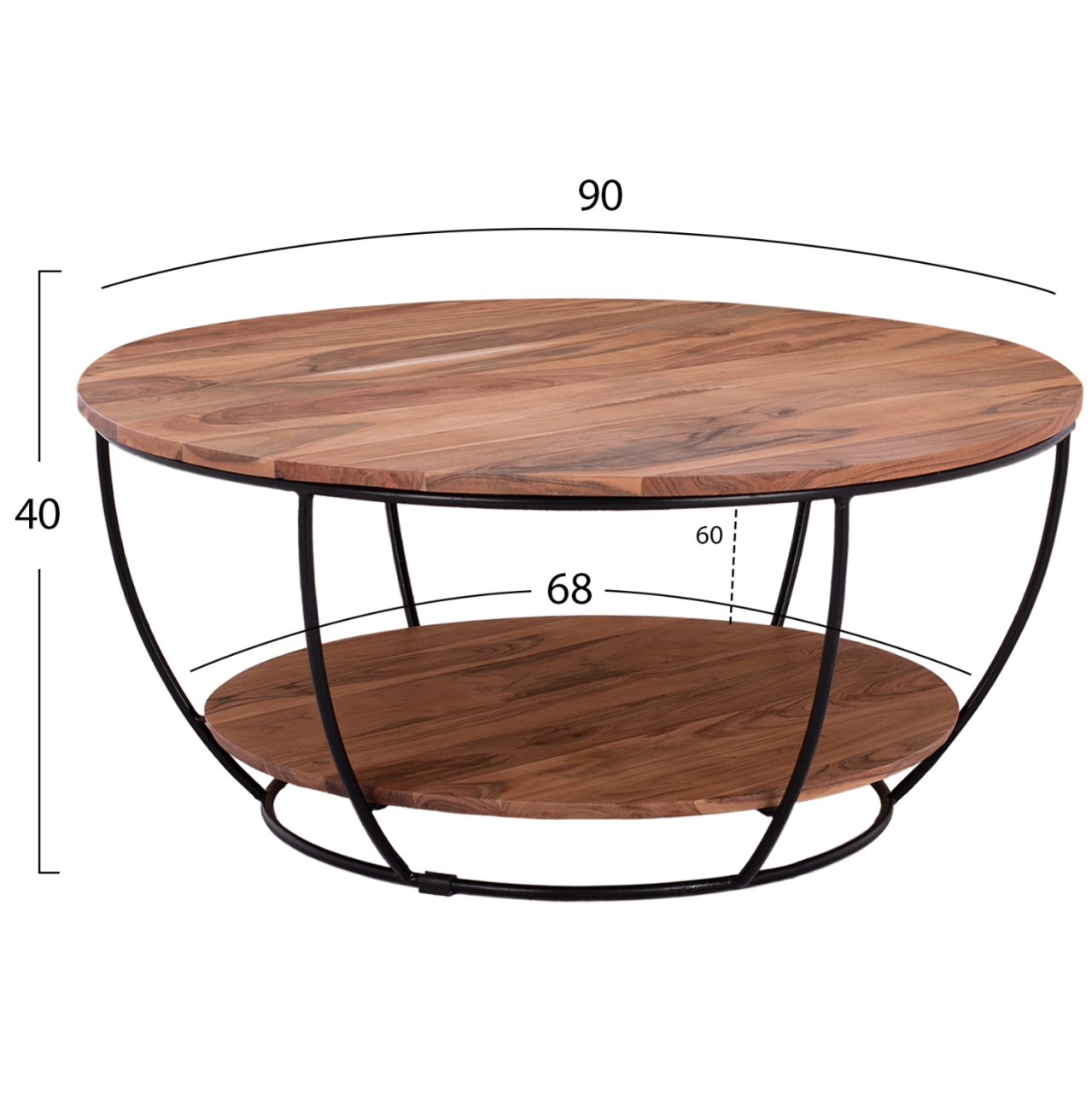 COFFEE TABLE HM8778.11 ACACIA WOOD Φ90x40 cm. [2]