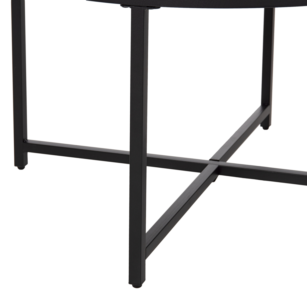 COFFEE TABLE HM9420.03 MELAMINE BLACK MARBLE-BLACK METAL LEGS Φ80x48,5Hcm. [4]
