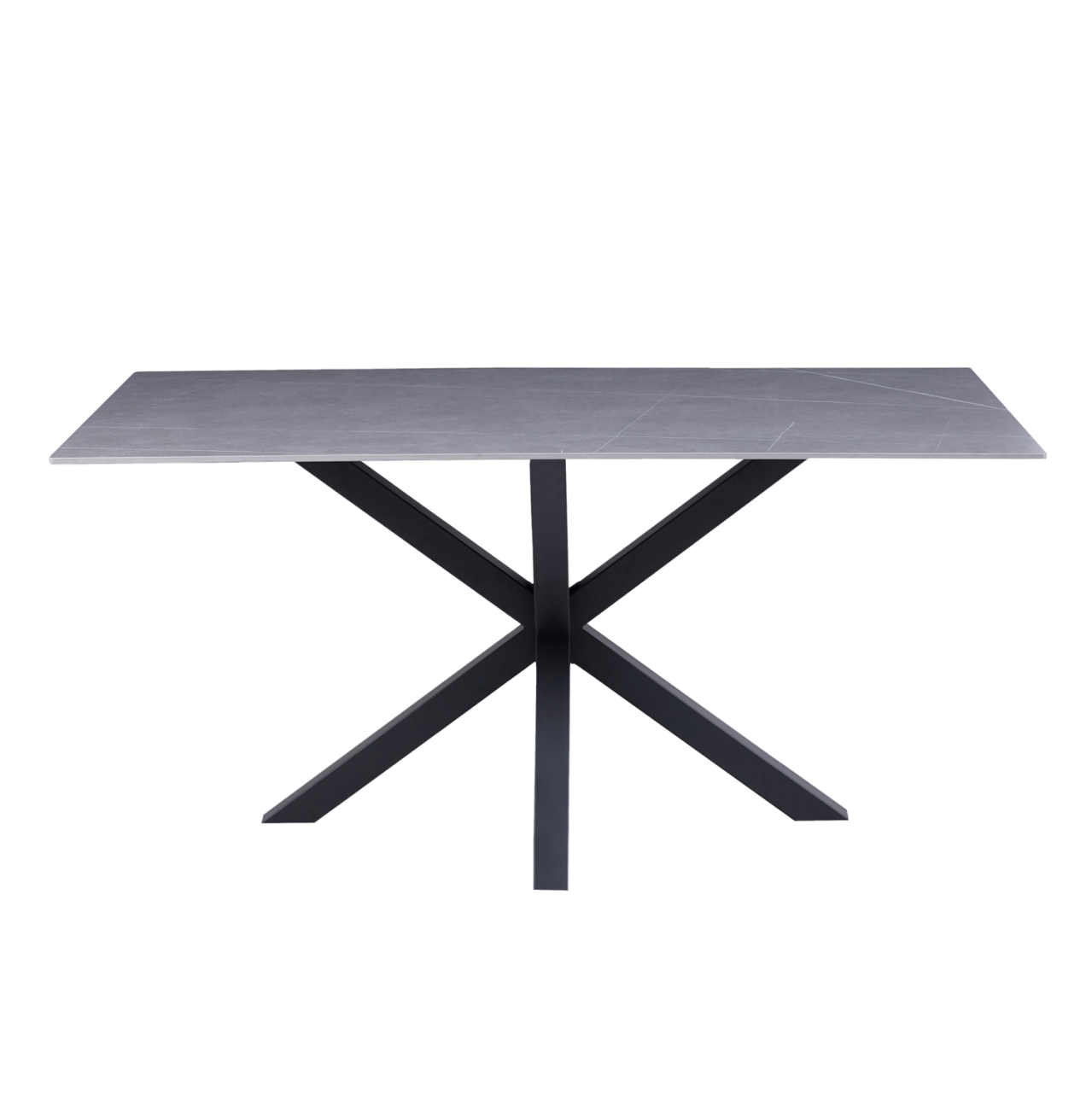 COFFEE TABLE HM9470.05 GREY MARBLE SINTERED STONE TOP-BLACK METAL BASE 120x60x45,5Hcm. [3]