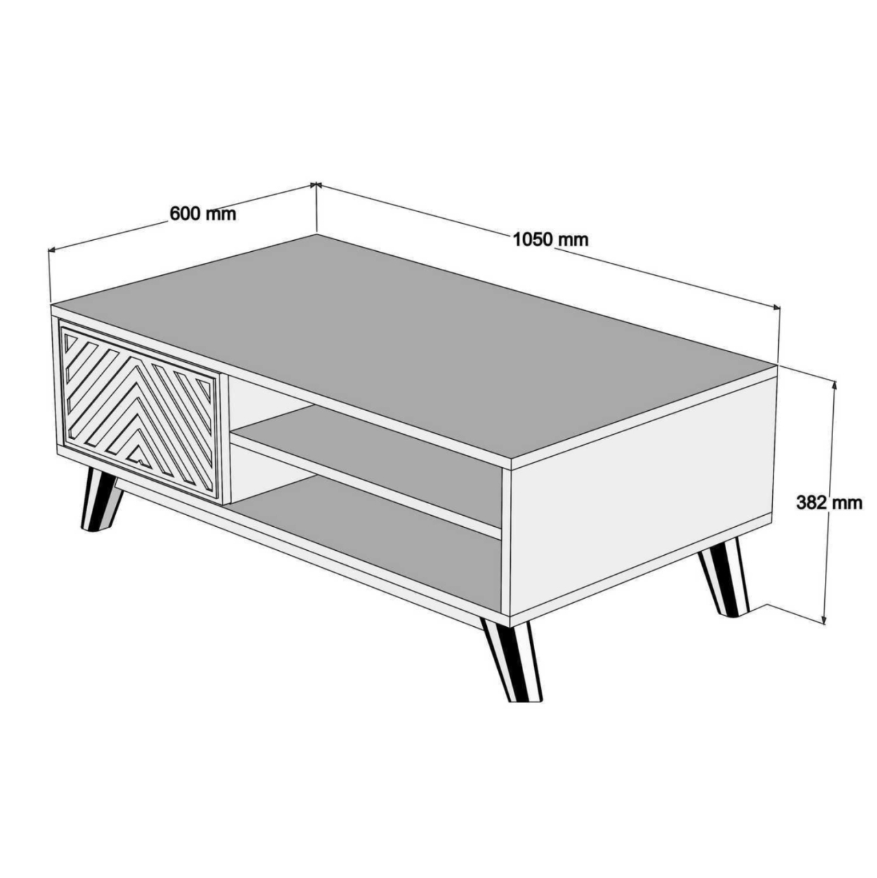 COFFEE TABLE HM9502.04 MELAMINE WITH CABINET WALNUT and YELLOW 105x60x38.2Hcm. [2]