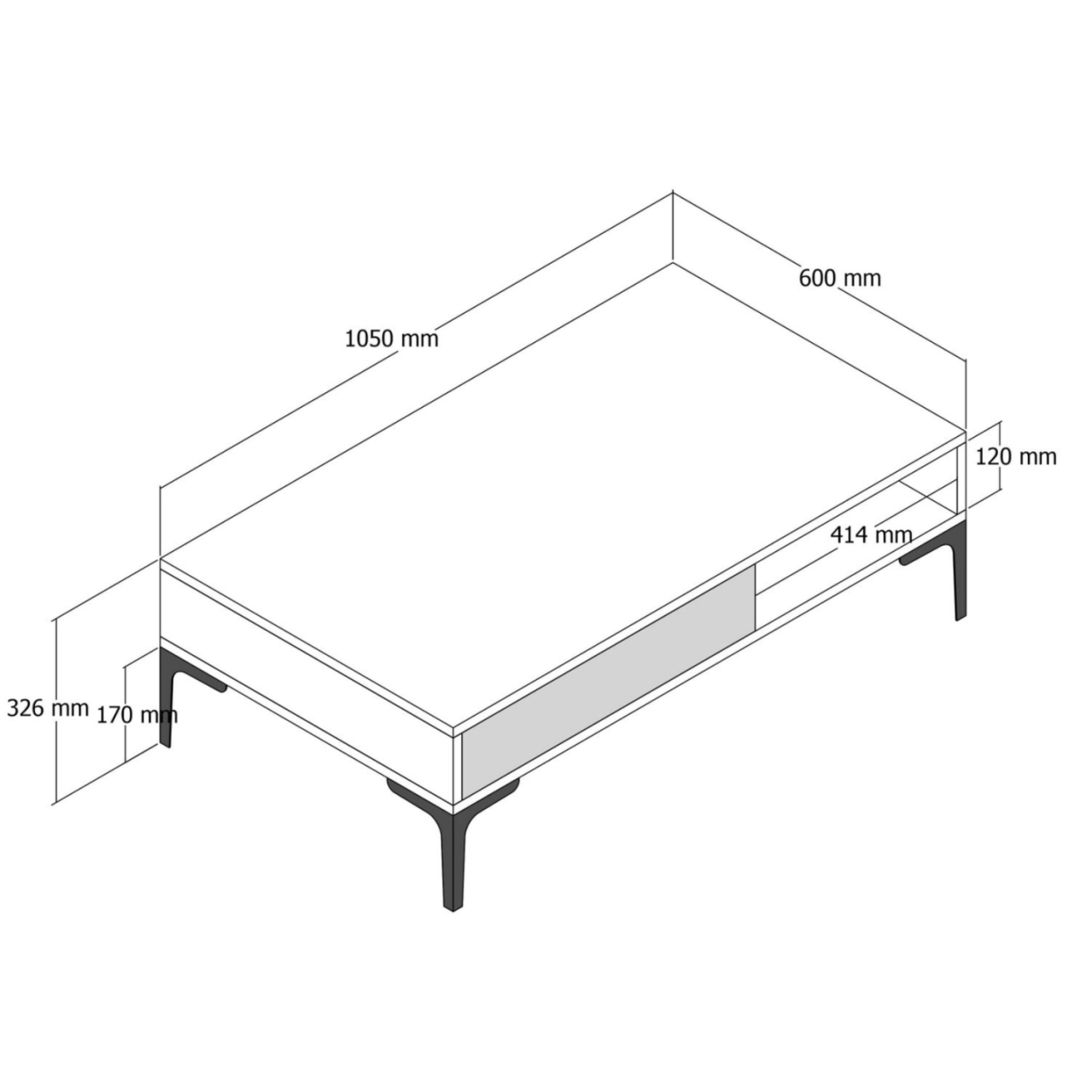 COFFEE TABLE HM9503.05 MELAMINE WALNUT-WHITE MARBLE LOOK and METAL LEGS 105x60x32.6Hcm. [2]