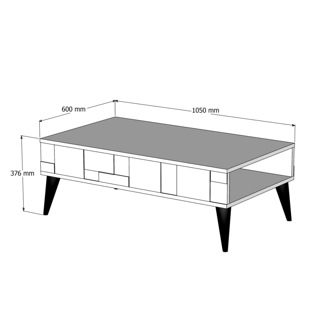 COFFEE TABLE HM9504.02 MELAMINE IN WALNUT-BLACK MARBLE LOOK 105x60x37.6Hcm. [2]