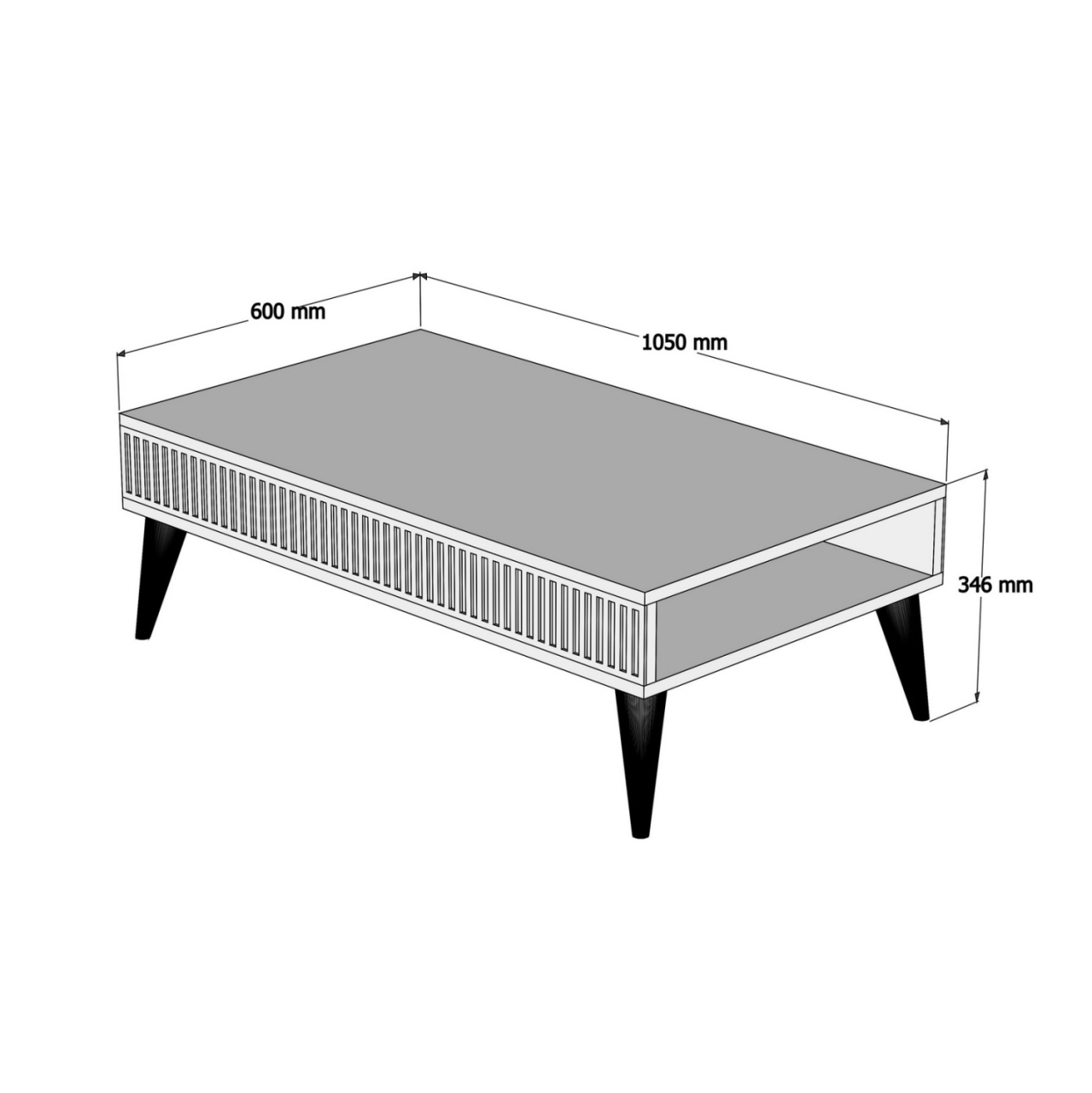 COFFEE TABLE HM9505.01 MELAMINE IN WALNUT COLOR WITH WHITE SIDES 105x60x34.6Hcm. [2]