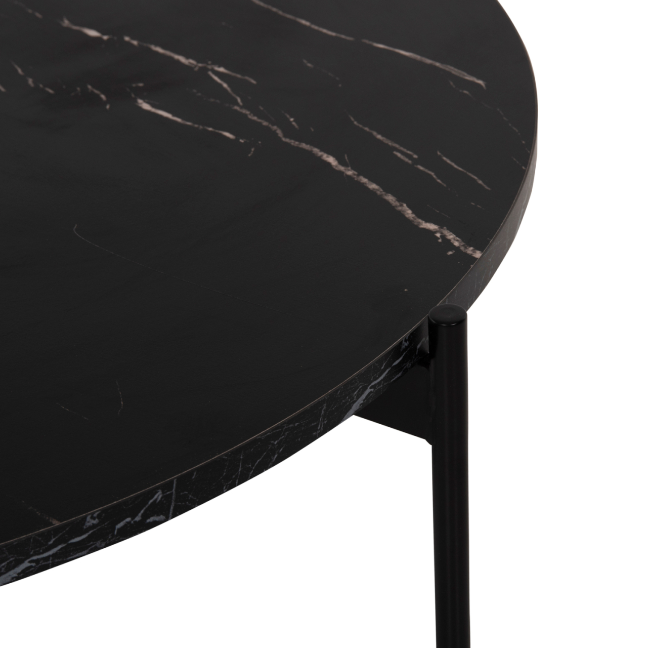 COFFEE TABLE HM9588.01 MDF BLACK MARBLE TABLETOP-BLACK METAL BASE Φ80x45Hcm. [5]