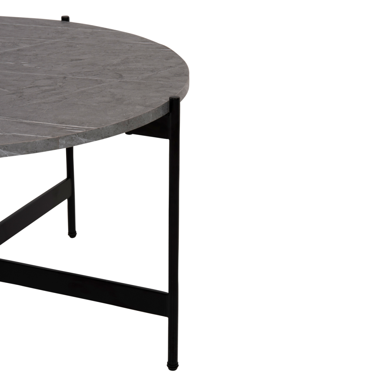 COFFEE TABLE HM9588.02 MDF GREY MARBLE TABLETOP-BLACK METAL BASE Φ80x45Hcm. [4]
