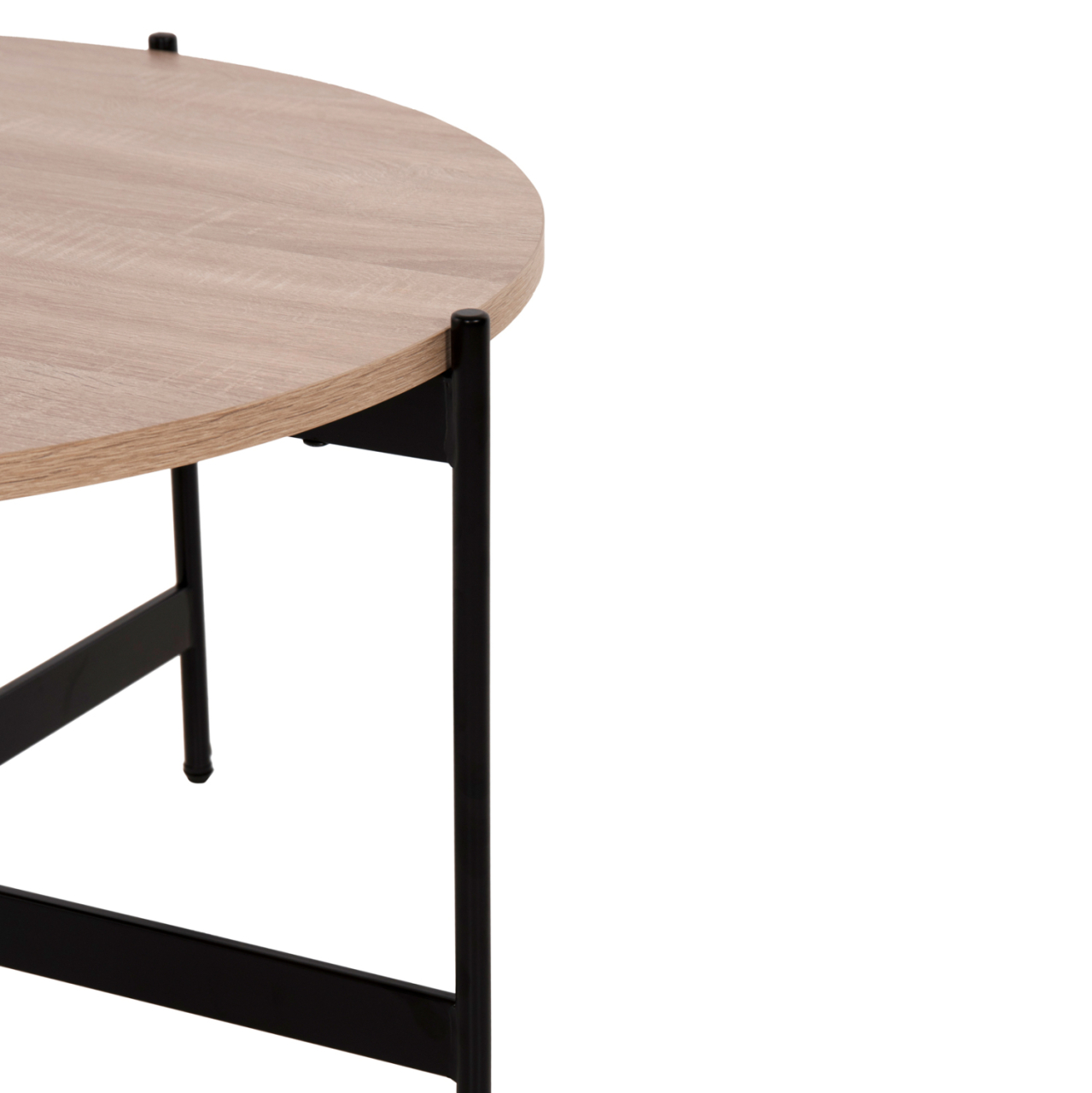 COFFEE TABLE HM9588.03 MDF SONOMA TABLETOP-BLACK METAL BASE Φ80x45Hcm. [4]