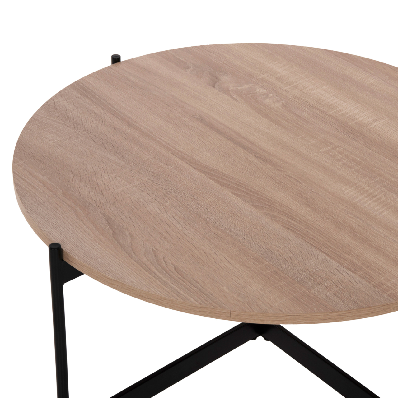 COFFEE TABLE HM9588.03 MDF SONOMA TABLETOP-BLACK METAL BASE Φ80x45Hcm. [5]