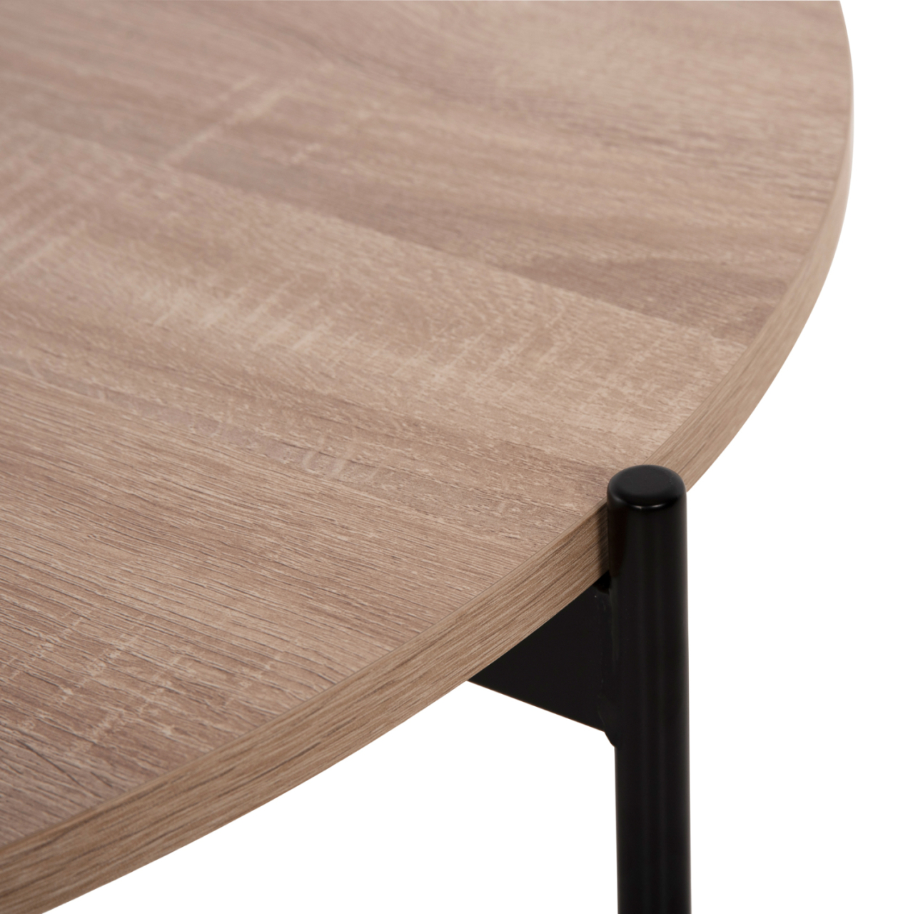 COFFEE TABLE HM9588.03 MDF SONOMA TABLETOP-BLACK METAL BASE Φ80x45Hcm. [7]
