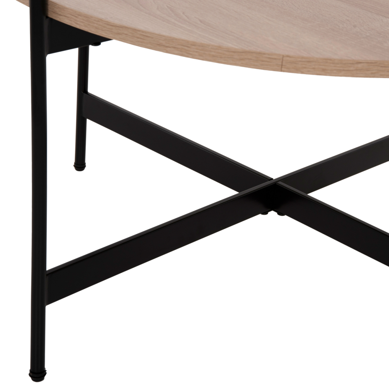COFFEE TABLE HM9588.03 MDF SONOMA TABLETOP-BLACK METAL BASE Φ80x45Hcm. [6]