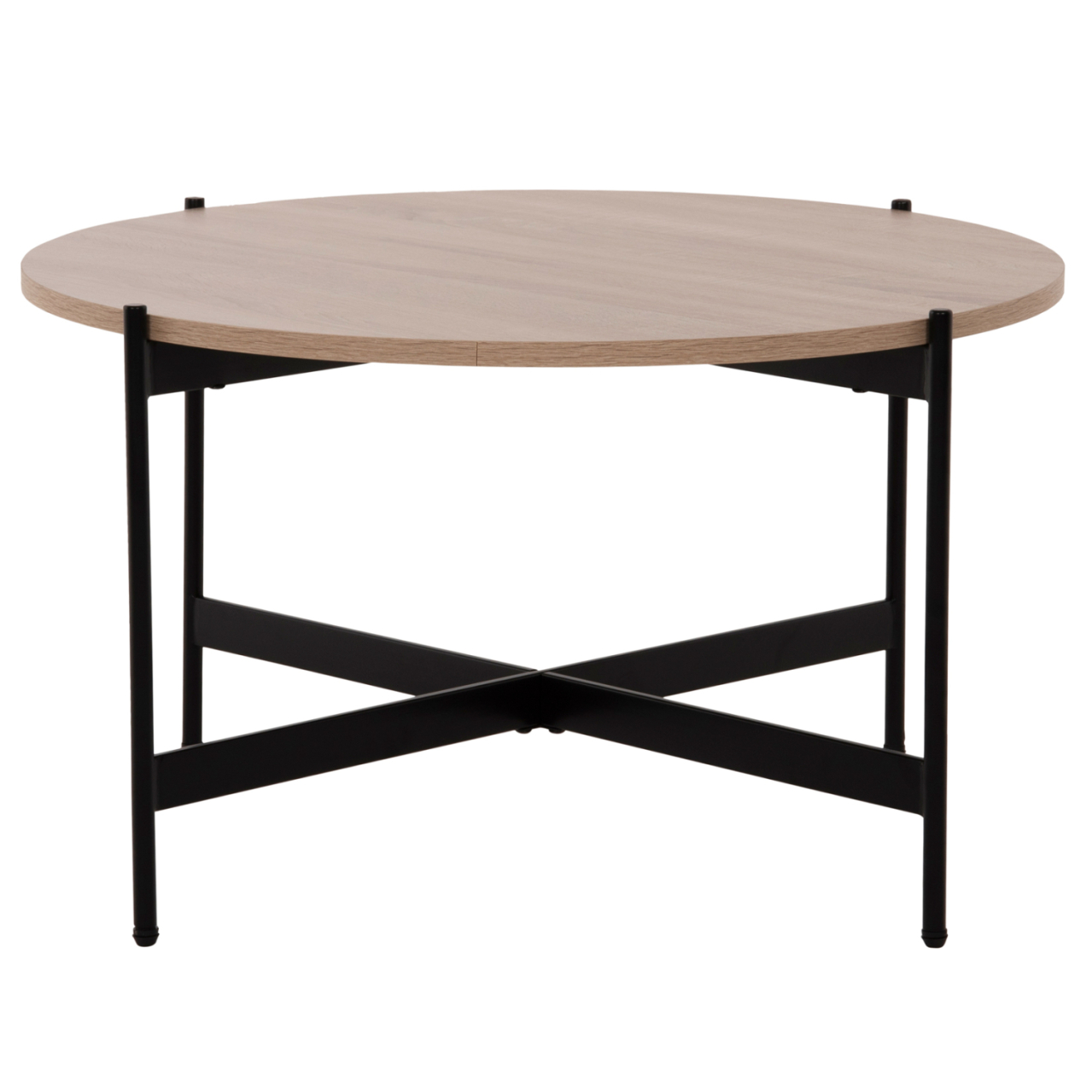 COFFEE TABLE HM9588.03 MDF SONOMA TABLETOP-BLACK METAL BASE Φ80x45Hcm. [3]