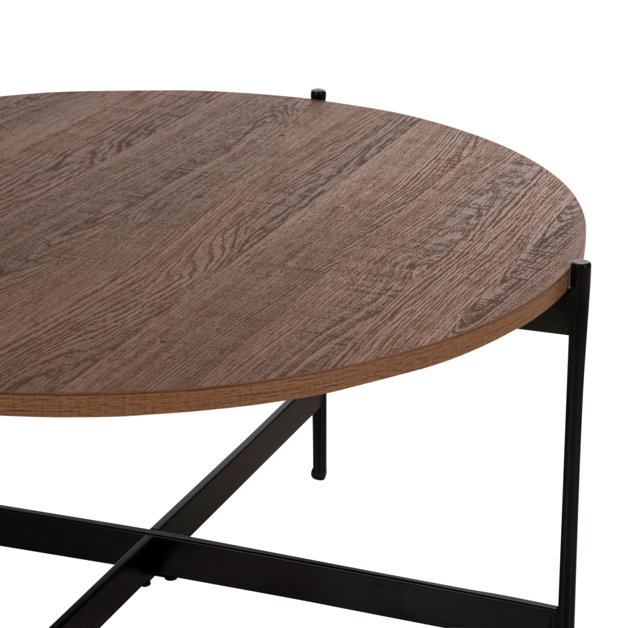 COFFEE TABLE HM9588.04 MDF WHITE WALNUT TABLETOP-BLACK METAL BASE Φ80x45Hcm. [6]