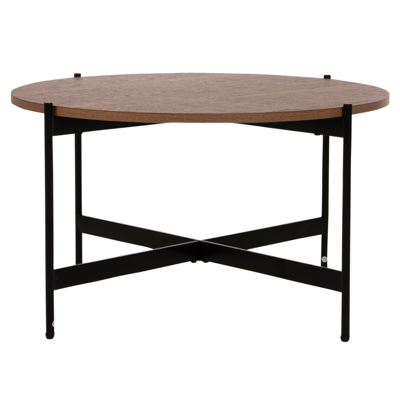 COFFEE TABLE HM9588.04 MDF WHITE WALNUT TABLETOP-BLACK METAL BASE Φ80x45Hcm. [3]