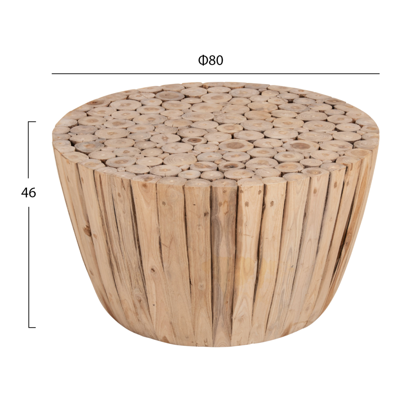 COFFEE TABLE HM9804 TEAK WOOD IN NATURAL Φ80x46Hcm. [2]