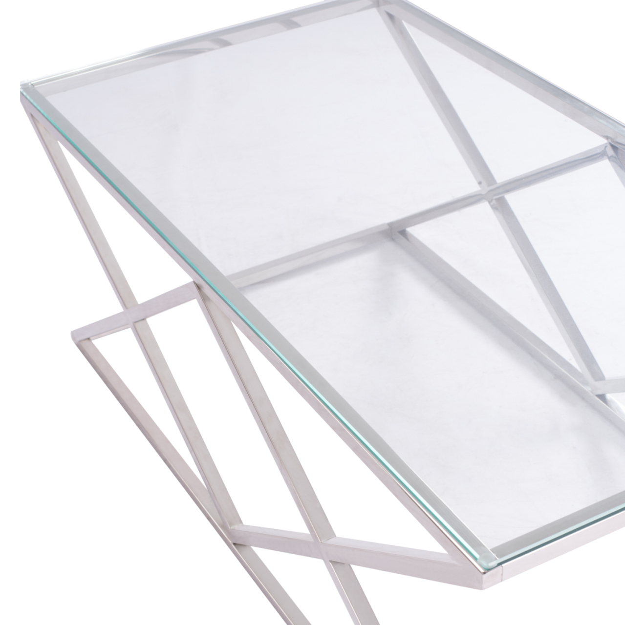 COFFEE TABLE HOLLAND HM8624.01 WITH GLASS AND CHROME BASE 120X60Χ45 EK. [4]