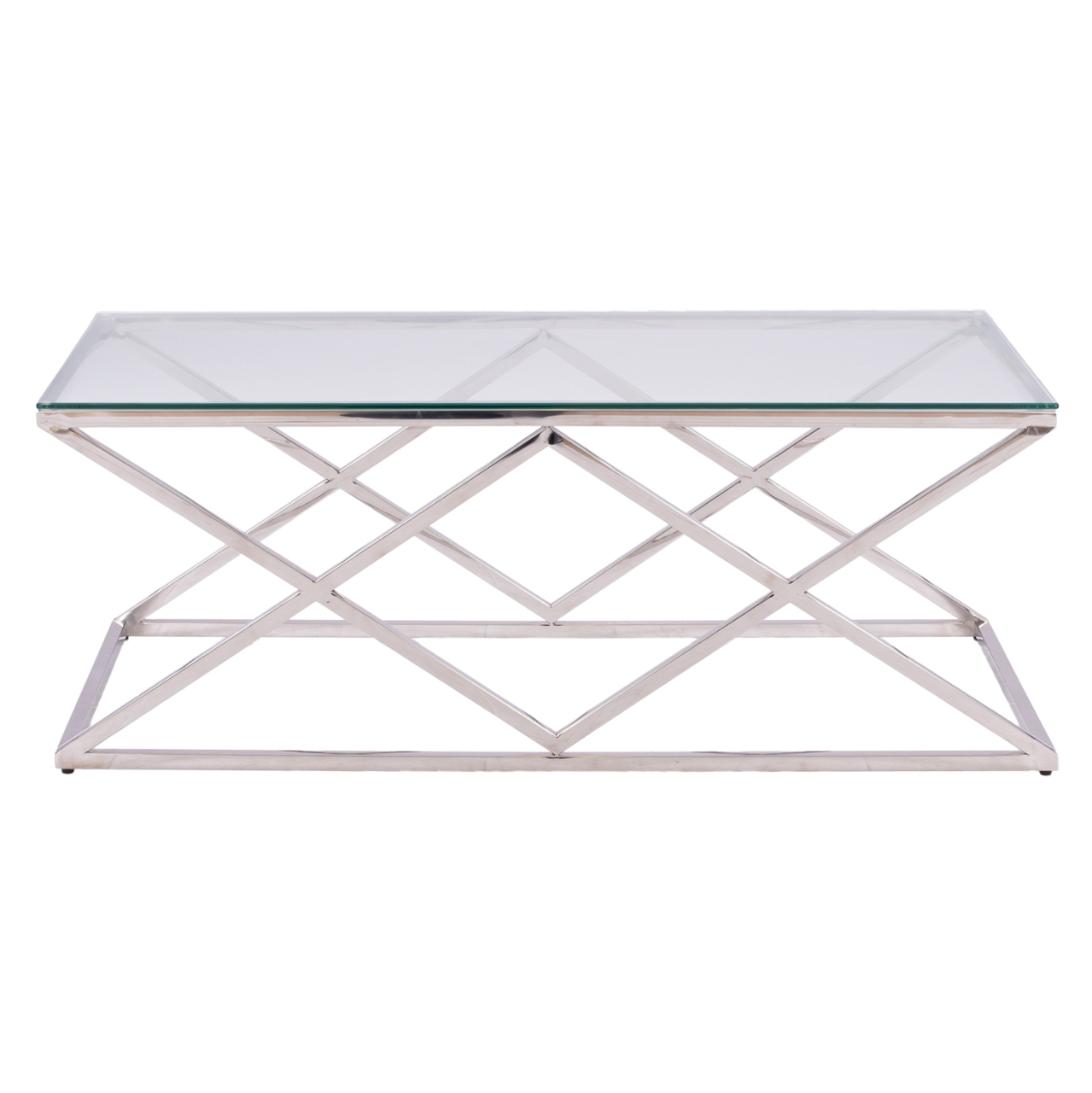 COFFEE TABLE HOLLAND HM8624.01 WITH GLASS AND CHROME BASE 120X60Χ45 EK. [3]