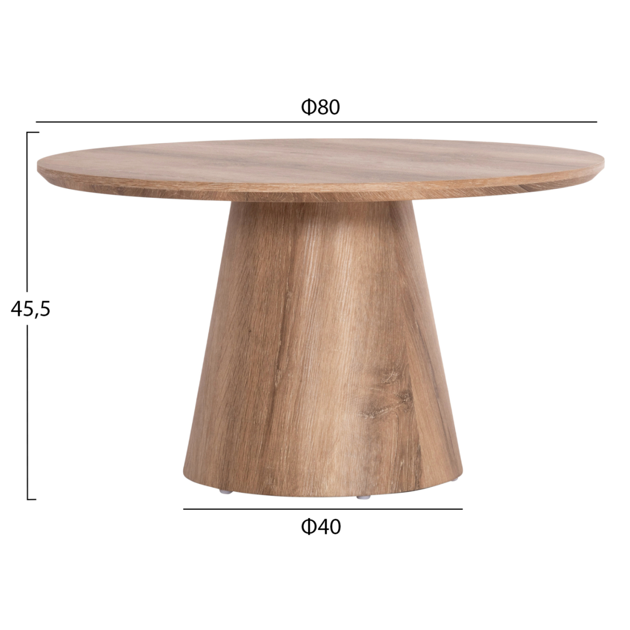 COFFEE TABLE KARAN HM18028 MDF IN NATURAL WOOD COLOR Φ80x45,5Hcm. [2]