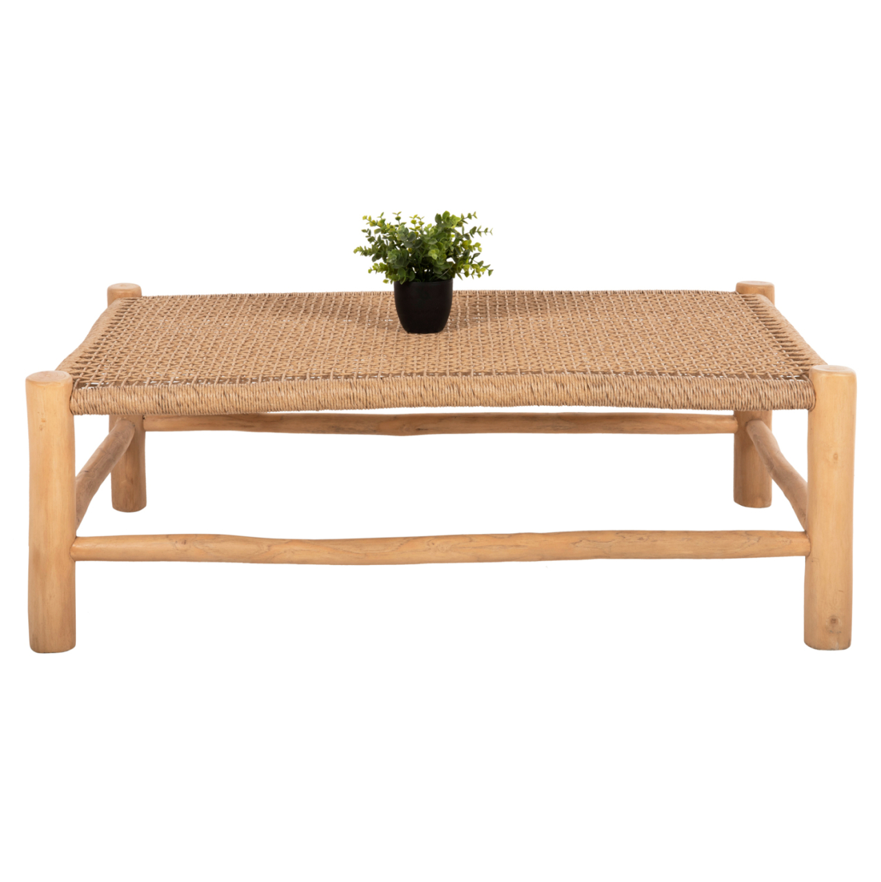 COFFEE TABLE LONDER HM5985 TEAK WOOD-SYNTHETIC RATTAN-NATURAL 119x79.5x41Hm. [3]