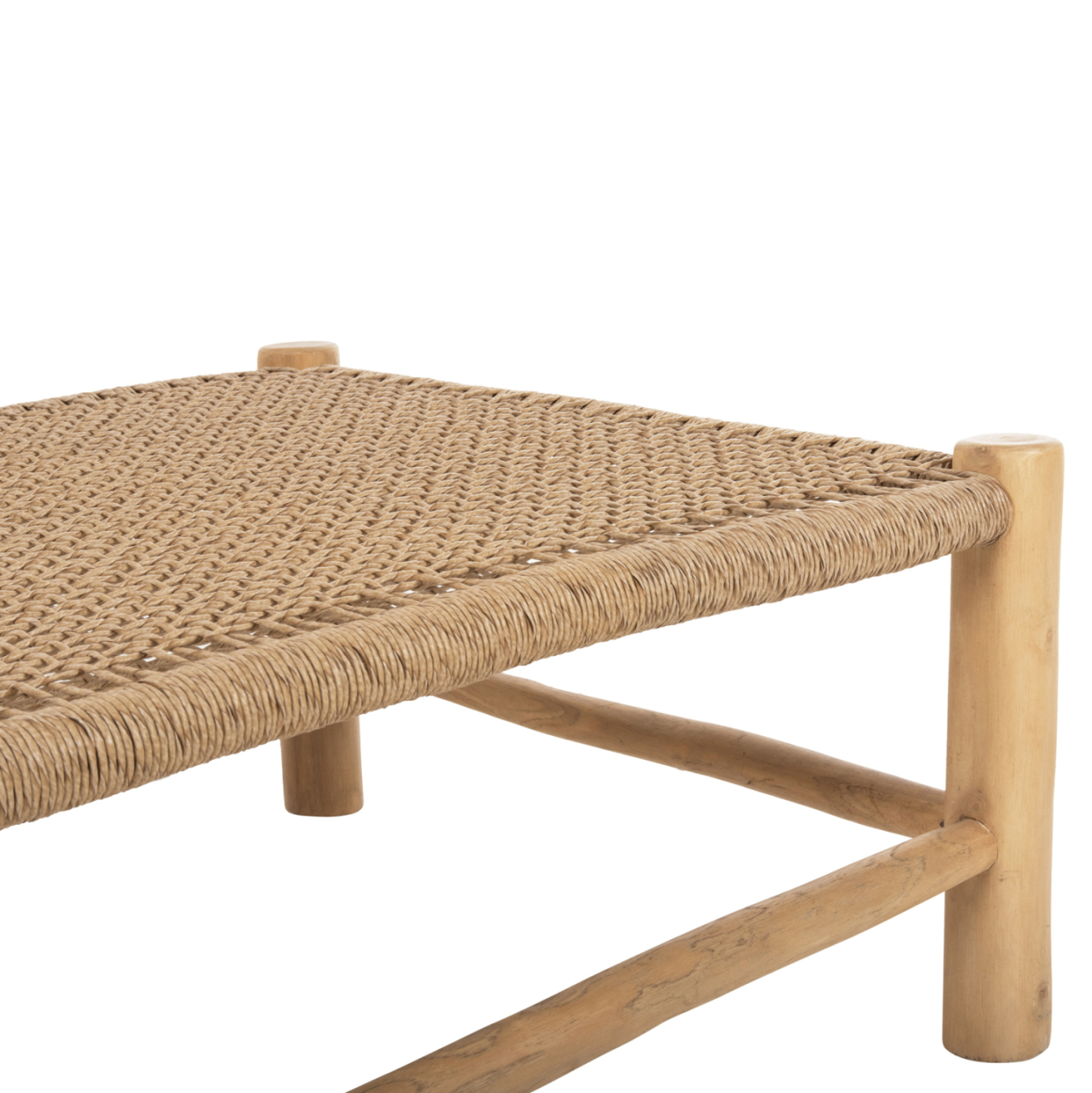 COFFEE TABLE LONDER HM5985 TEAK WOOD-SYNTHETIC RATTAN-NATURAL 119x79.5x41Hm. [4]