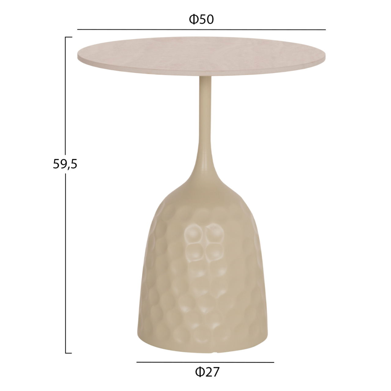 COFFEE TABLE LONGSTEM HM18317.04 METAL BASE IN CHAMPAGNE COLOR--CERAMIC TOP IN TRAVERTINE STONE Φ50 [2]