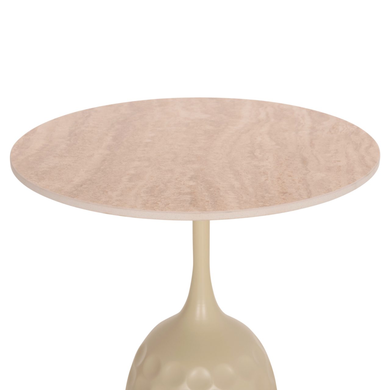 COFFEE TABLE LONGSTEM HM18317.04 METAL BASE IN CHAMPAGNE COLOR--CERAMIC TOP IN TRAVERTINE STONE Φ50 [7]