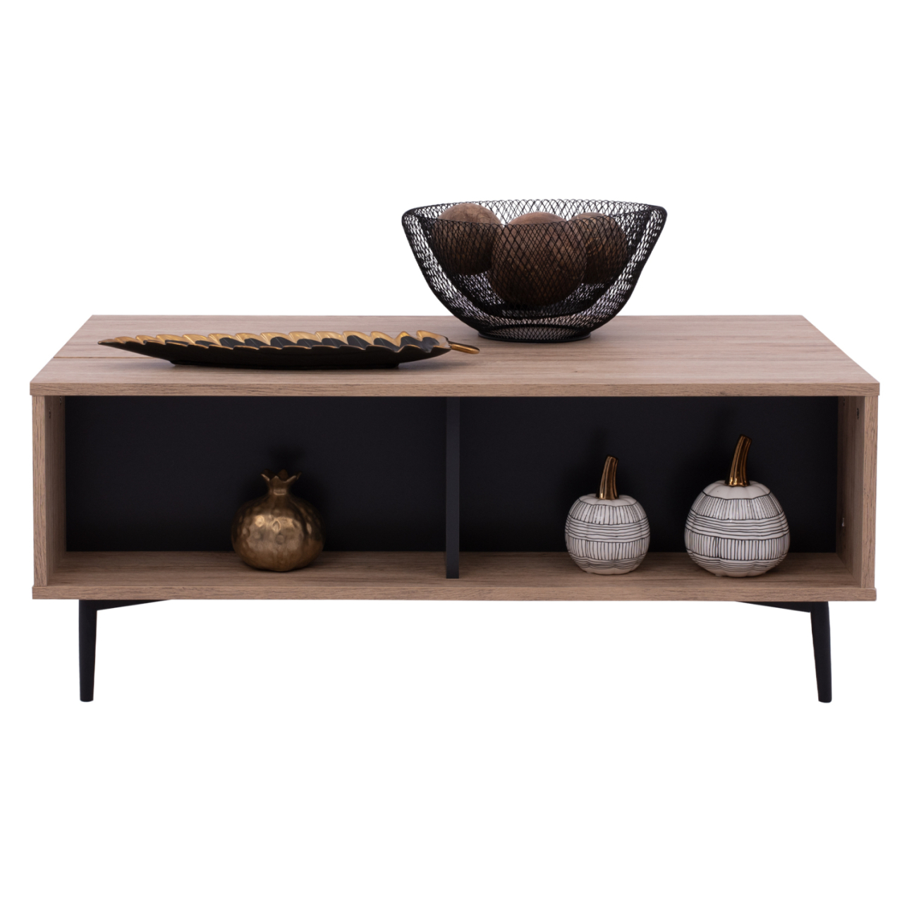 COFFEE TABLE MARGARIT LIFTABLE MELAMINE IN OAK-GREY COLOR 100x58x39-53Ycm.HM8677.11 [4]