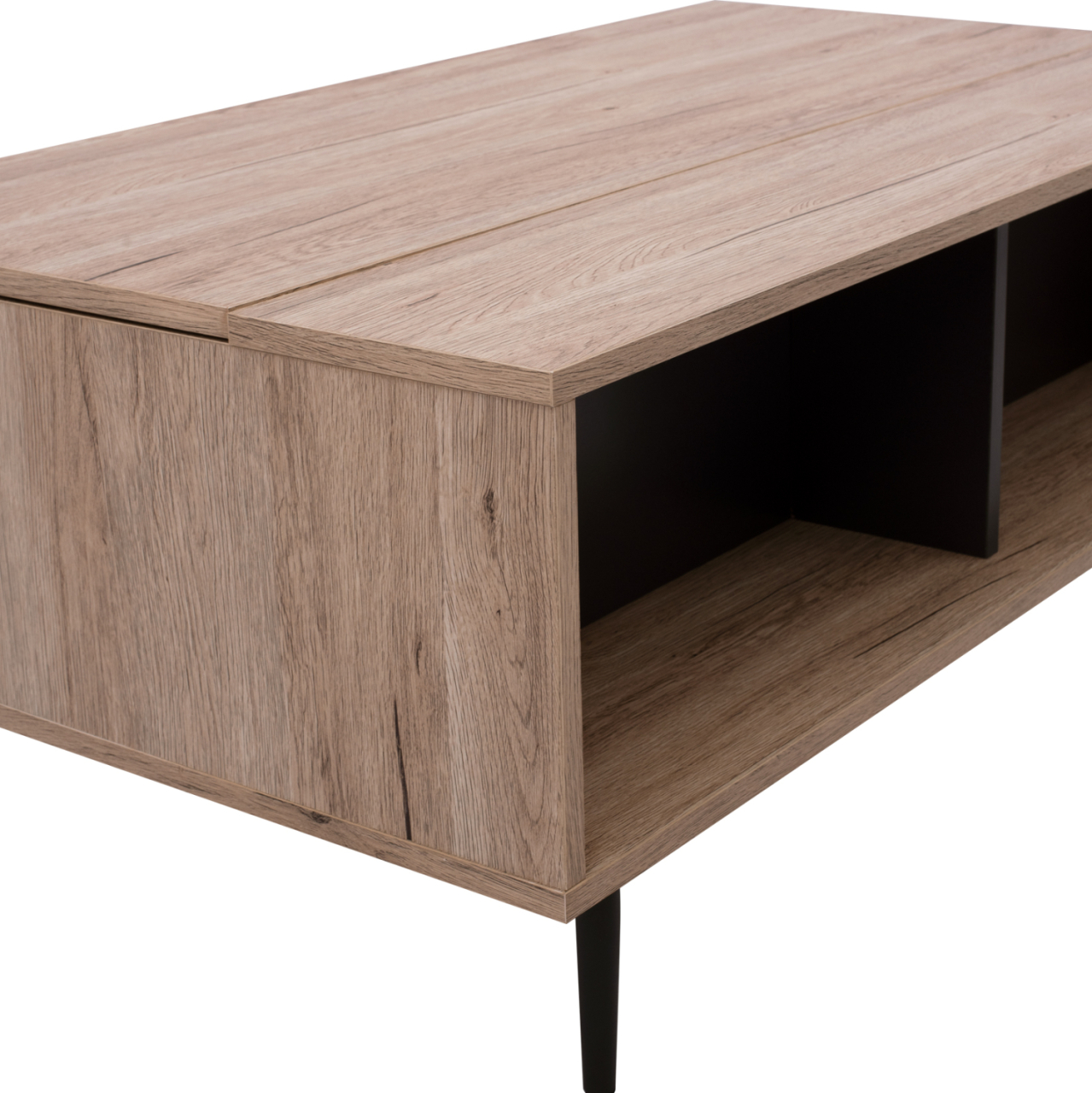 COFFEE TABLE MARGARIT LIFTABLE MELAMINE IN OAK-GREY COLOR 100x58x39-53Ycm.HM8677.11 [5]