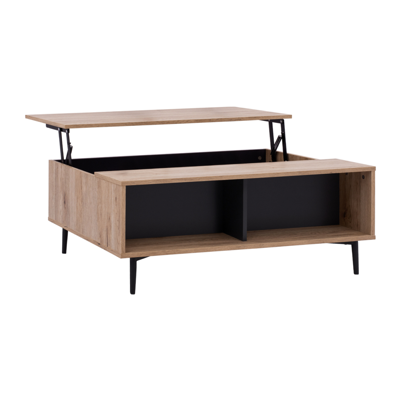 COFFEE TABLE MARGARIT LIFTABLE MELAMINE IN OAK-GREY COLOR 100x58x39-53Ycm.HM8677.11 [3]