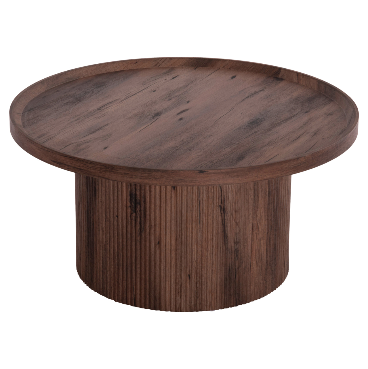 COFFEE TABLE MARGON HM18026 MDF IN DARK BROWN WOOD COLOR Φ80x40,5Hcm. [4]
