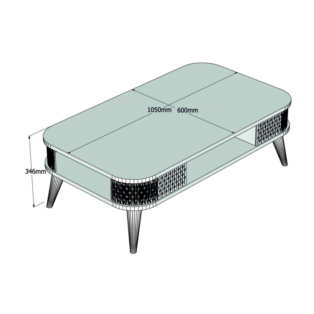 COFFEE TABLE MELAMINE HM9501.03 IN WHITE-WALNUT COLOR 105x60x34.6Hcm. [2]