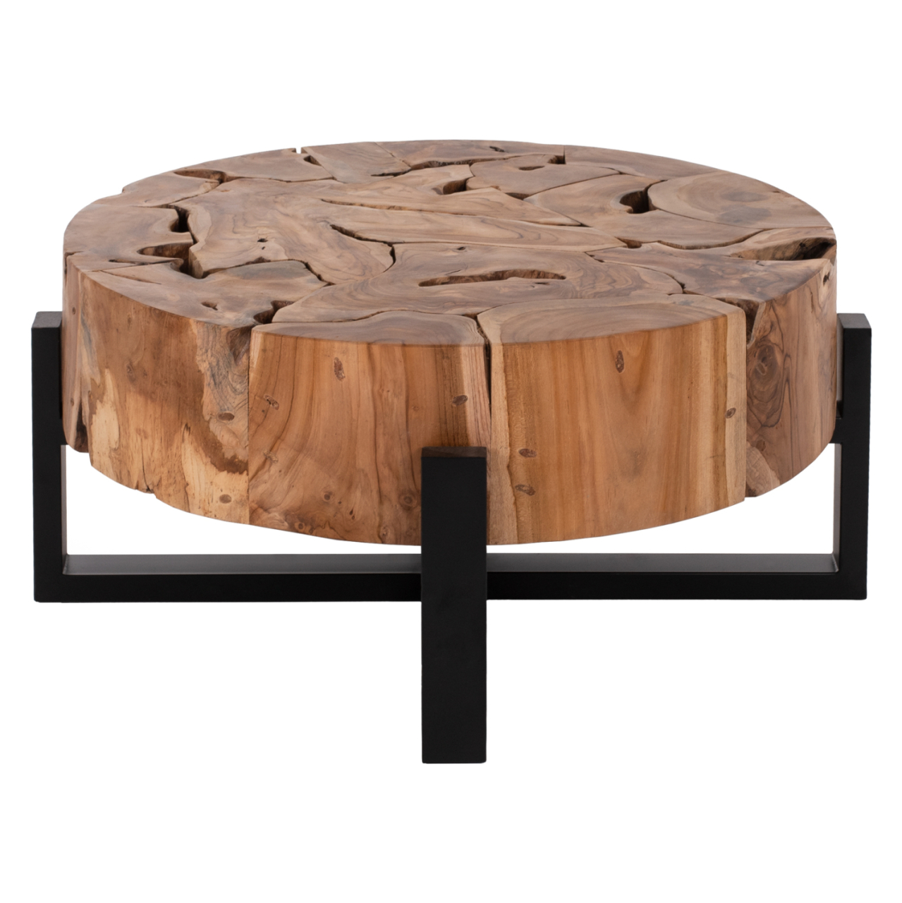 COFFEE TABLE MOBLEY HM9352 ROUND SOLID TEAK NATURAL COLOR Φ80x40H [4]