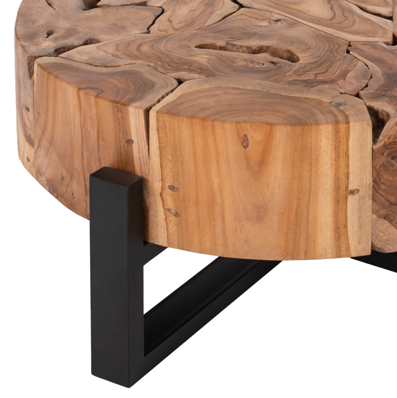 COFFEE TABLE MOBLEY HM9352 ROUND SOLID TEAK NATURAL COLOR Φ80x40H [6]