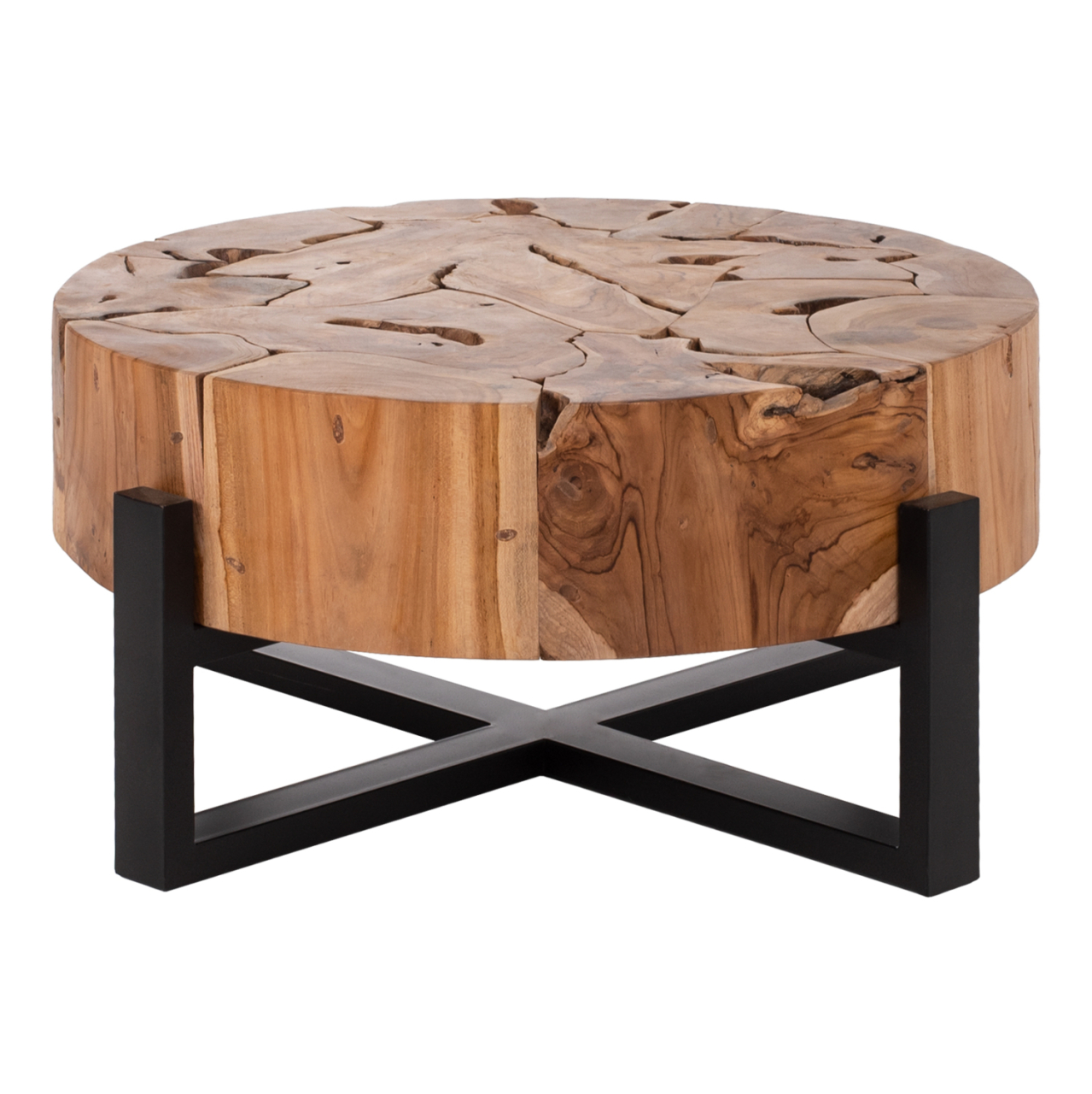 COFFEE TABLE MOBLEY HM9352 ROUND SOLID TEAK NATURAL COLOR Φ80x40H [3]