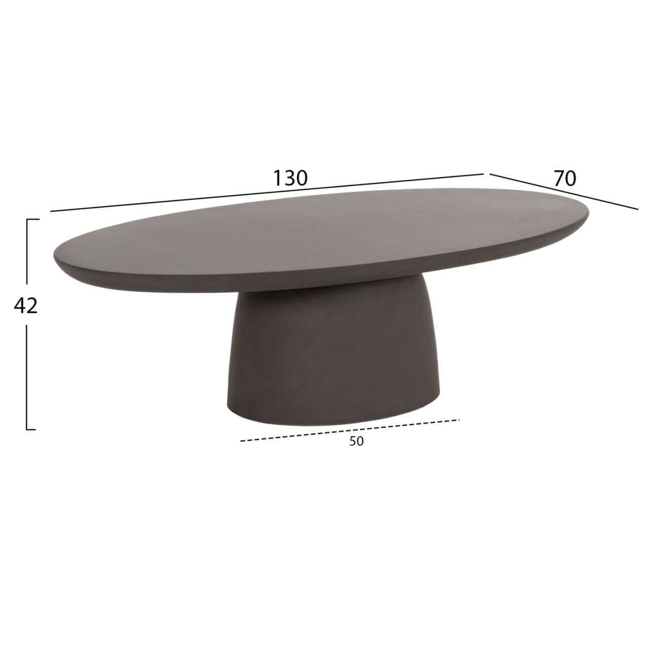 COFFEE TABLE OVAL BRECCAN HM6594.01 GREY FIBER CEMENT 130x70x42Hcm. [2]