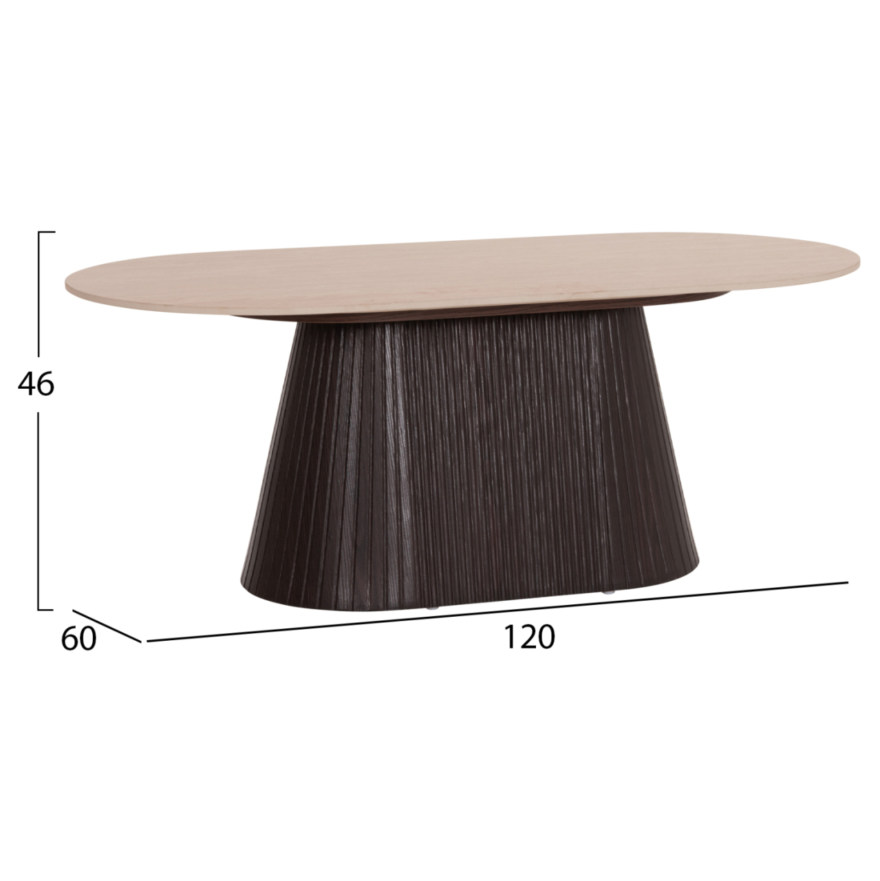 COFFEE TABLE OVAL CATER HM18321 CERAMIC TOP WITH TRAVERTINE STONE LOOK--MDF BASE 120x60x46H [2]