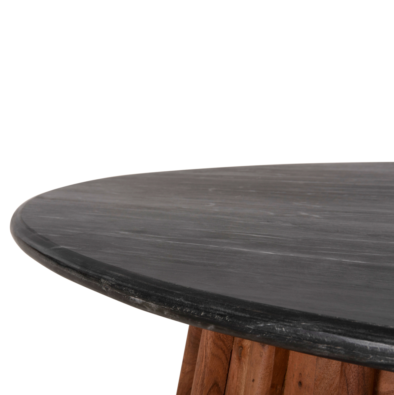 COFFEE TABLE OVAL DRAXX HM9934 SOLID ACACIA WOOD-BLACK MARBLE TOP 120x70x38Hcm. [7]