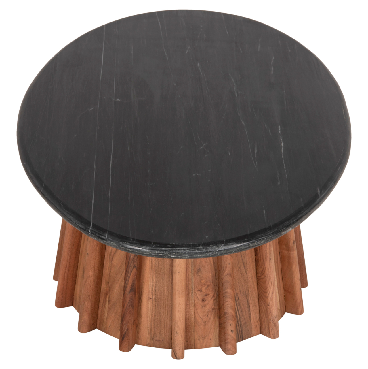 COFFEE TABLE OVAL DRAXX HM9934 SOLID ACACIA WOOD-BLACK MARBLE TOP 120x70x38Hcm. [5]