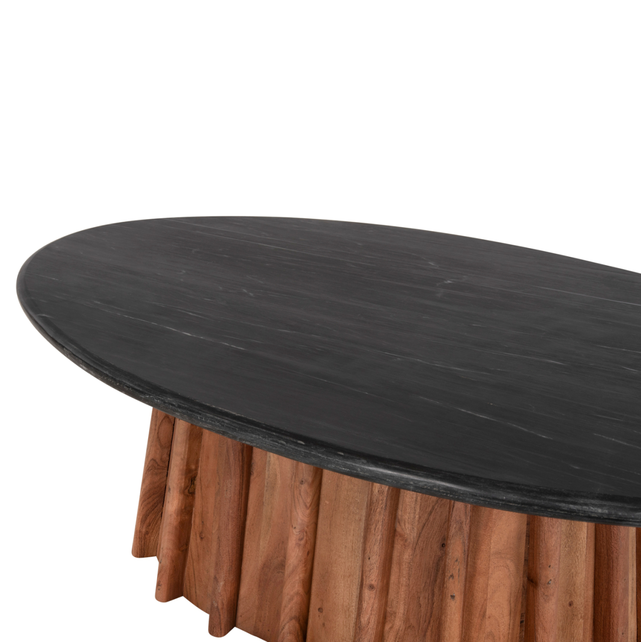 COFFEE TABLE OVAL DRAXX HM9934 SOLID ACACIA WOOD-BLACK MARBLE TOP 120x70x38Hcm. [6]