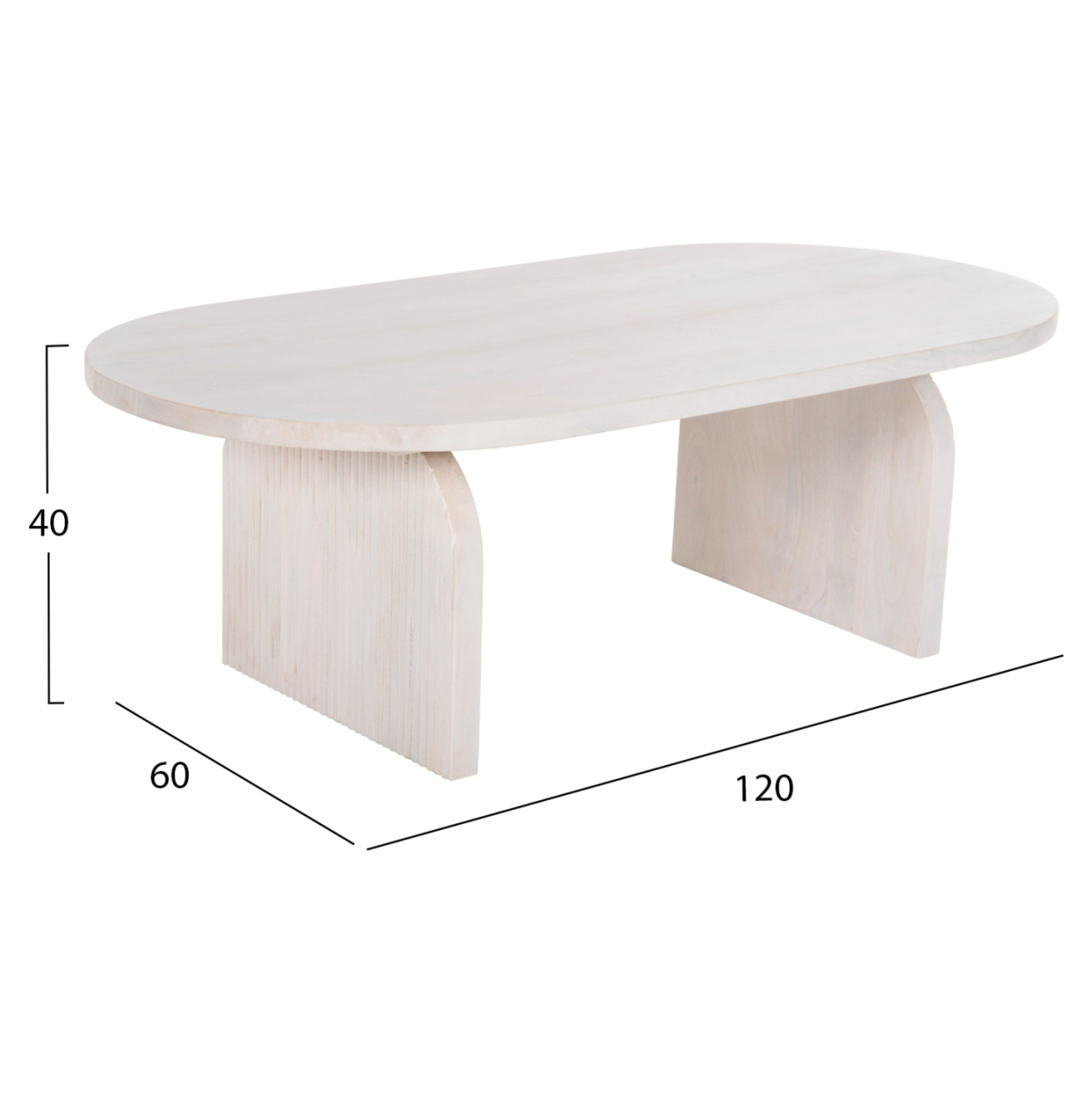 COFFEE TABLE OVAL HONKY HM9691 SOLID MANGO WOOD IN WHITE 120x60x40Hcm. [2]