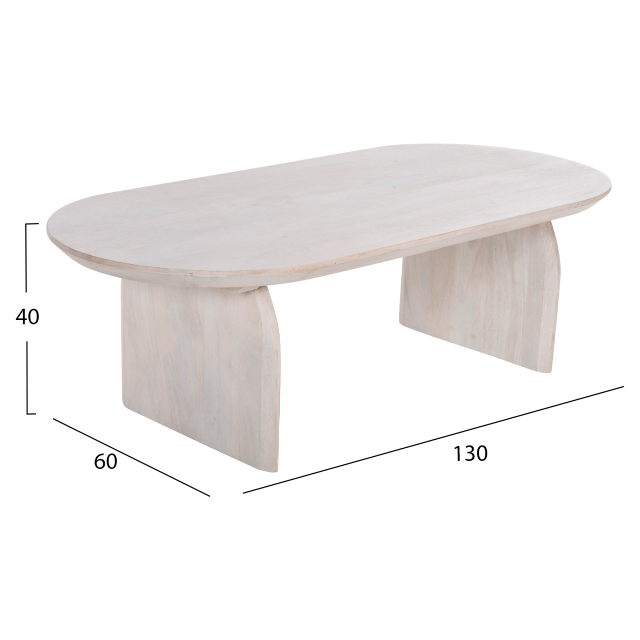 COFFEE TABLE OVAL HONKY HM9710 SOLID MANGO WOOD IN WHITE 130x60x40Hcm. [2]