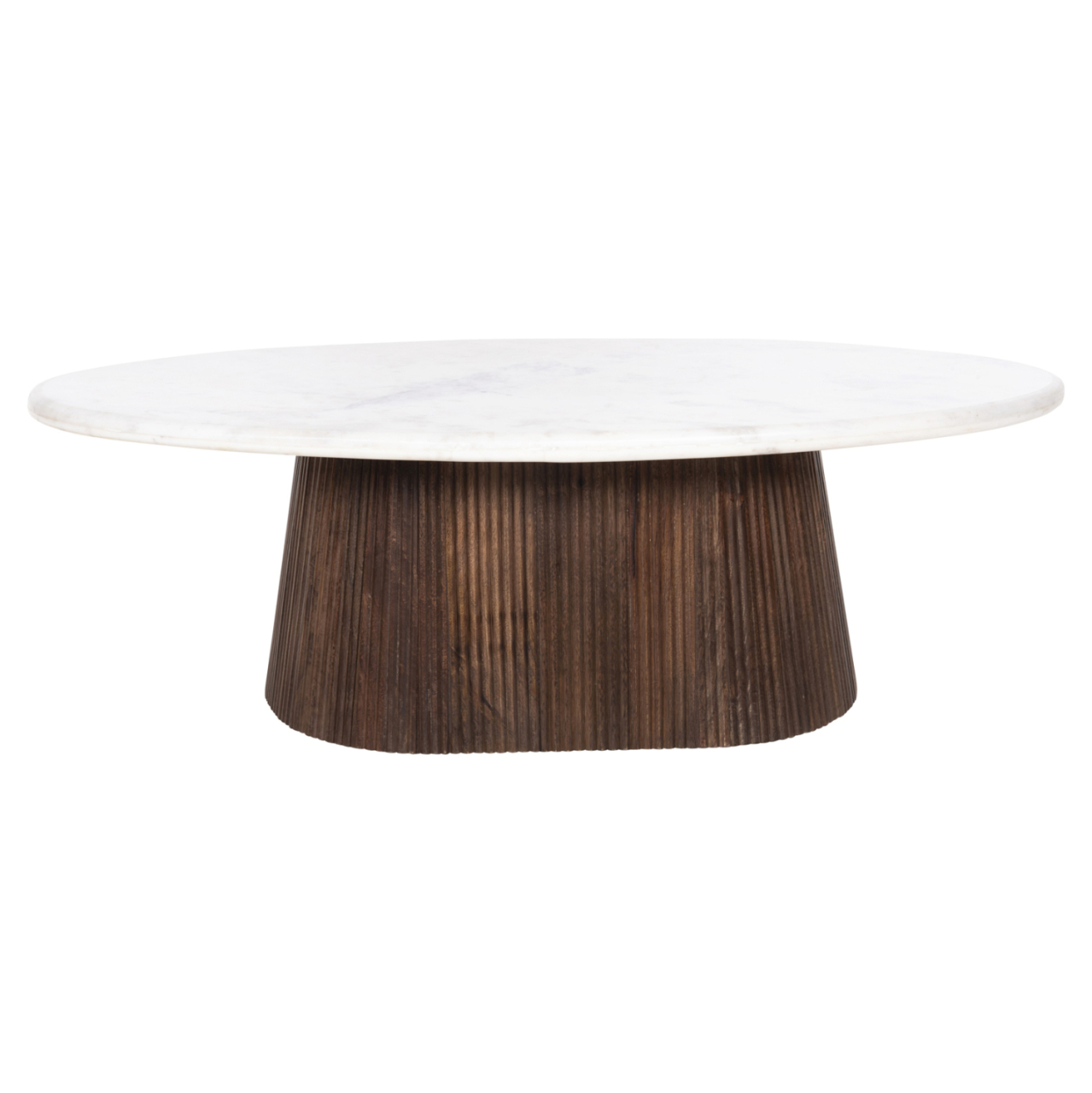 COFFEE TABLE OVAL PURGER HM9716 SOLID MANGO-WHITE MARBLE 120x70x38Hcm. [3]