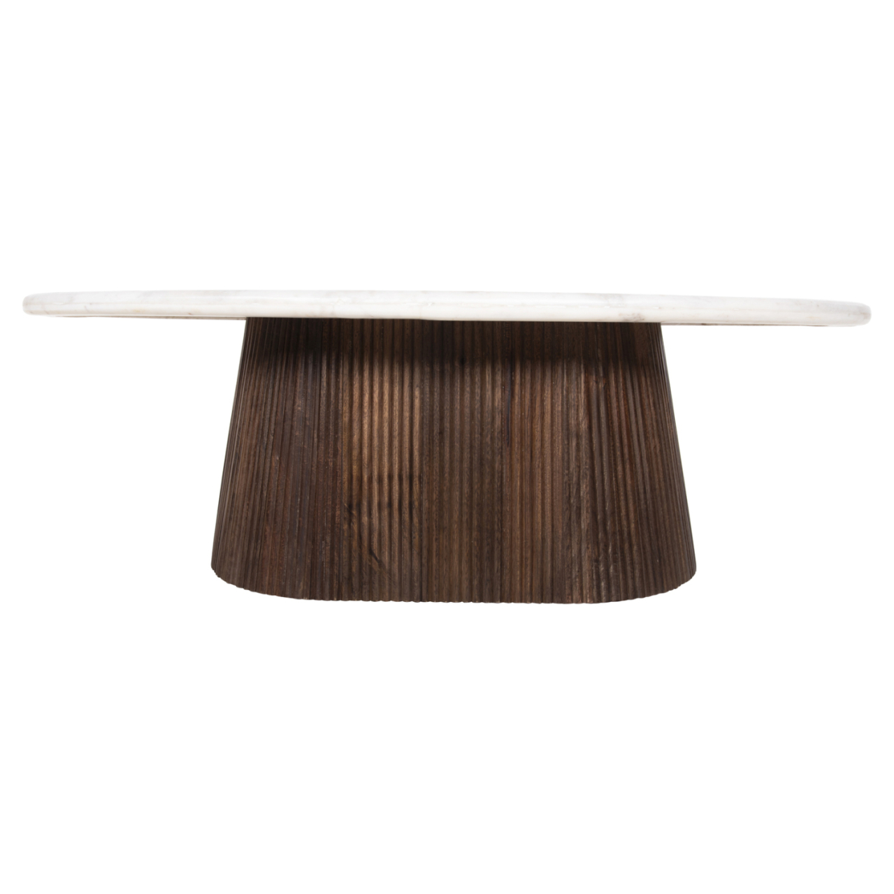 COFFEE TABLE OVAL PURGER HM9716 SOLID MANGO-WHITE MARBLE 120x70x38Hcm. [4]