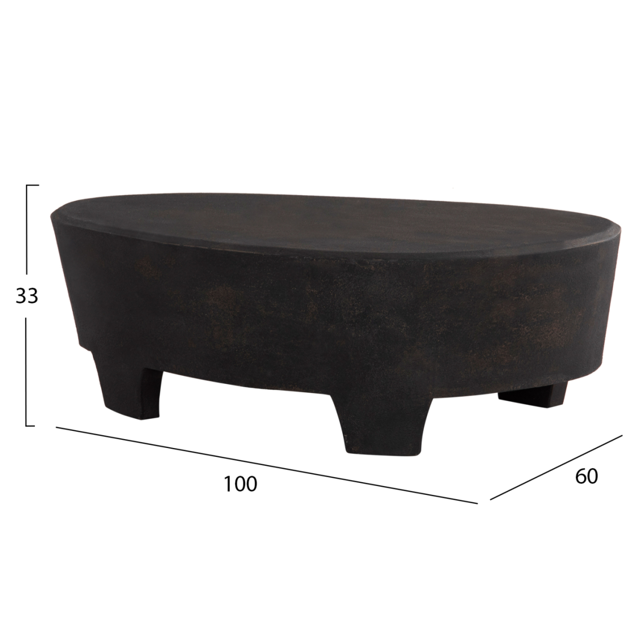 COFFEE TABLE OVAL SERIES SANTORINI FB918066 MDF IN BLACK COLOR 100x60x33Hcm. [2]