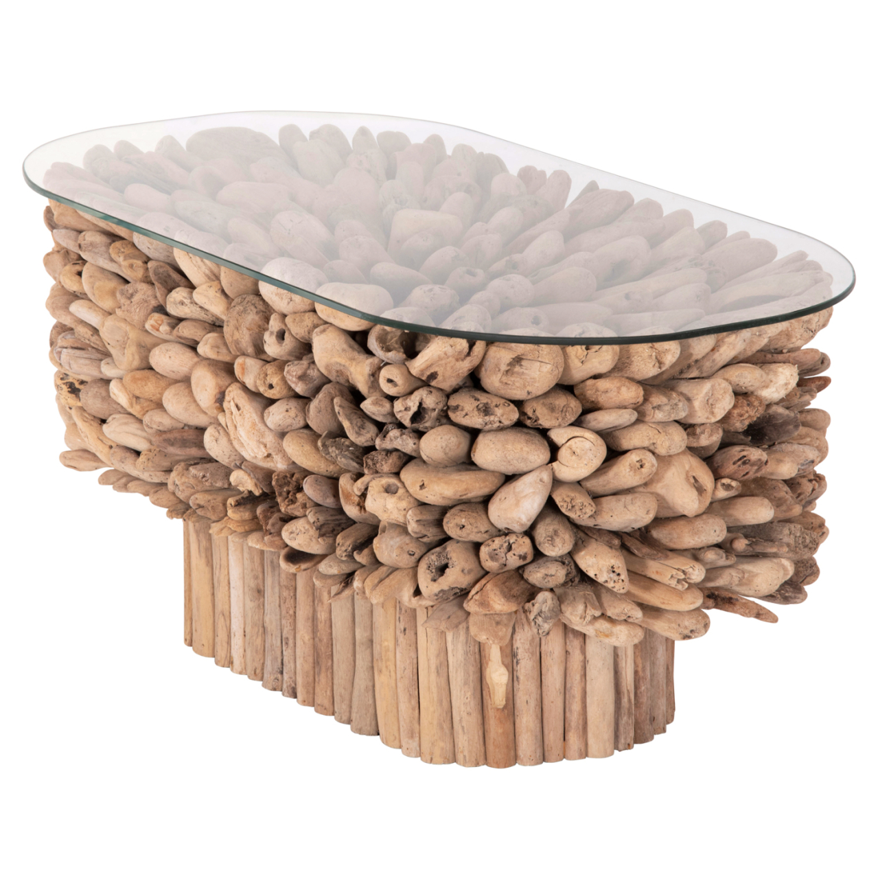 COFFEE TABLE OVAL SPARROW HM9962 DRIFTWOOD--GLASS 106x55,5x50,5Hcm. [4]