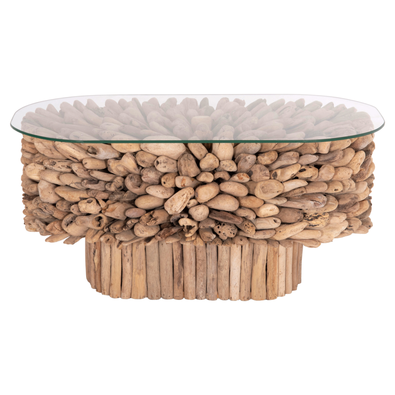 COFFEE TABLE OVAL SPARROW HM9962 DRIFTWOOD--GLASS 106x55,5x50,5Hcm. [3]