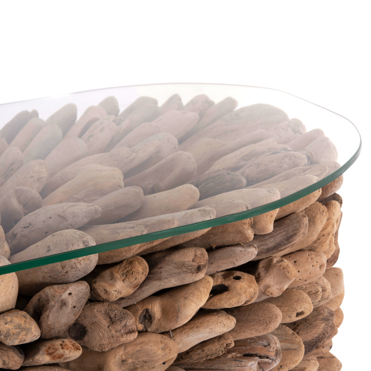 COFFEE TABLE OVAL SPARROW HM9962 DRIFTWOOD--GLASS 106x55,5x50,5Hcm. [6]