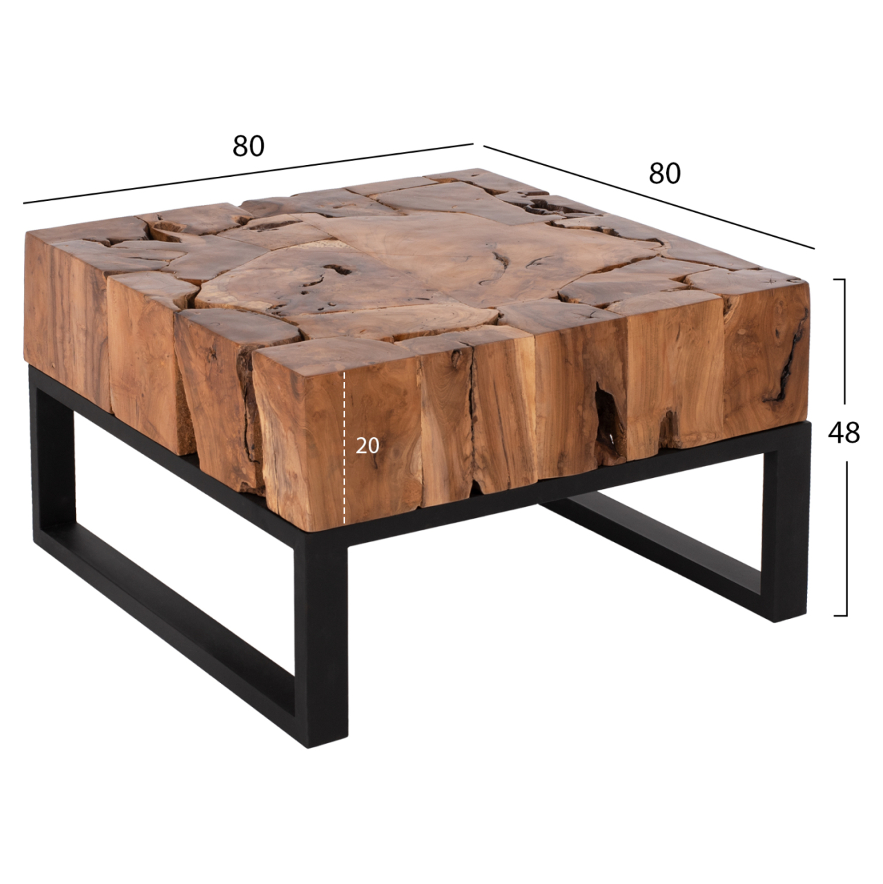 COFFEE TABLE PIEN HM9354 SQUARE SOLID TEAK NATURAL COLOR 80X80X48H [2]