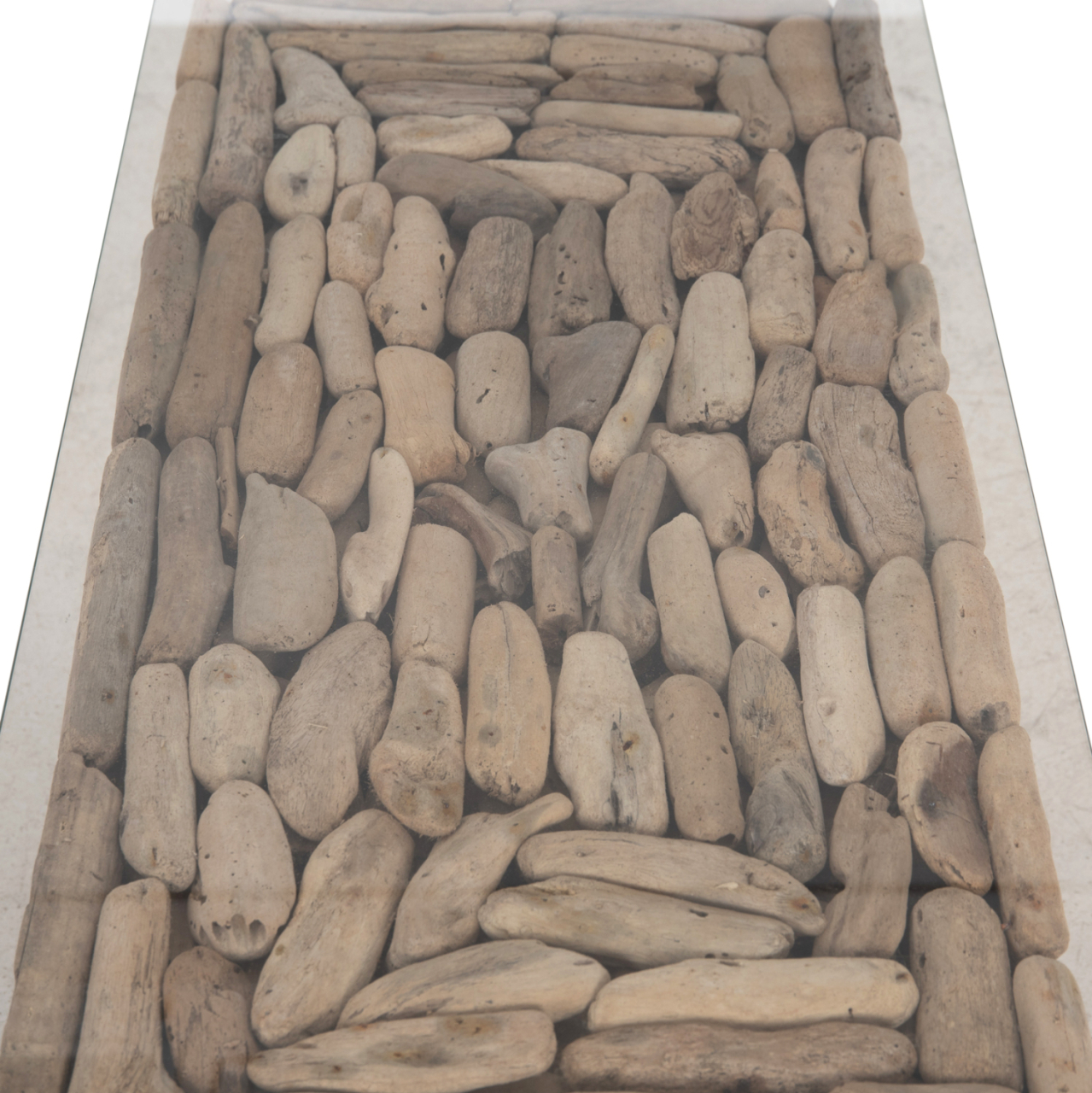 COFFEE TABLE RECTANGULAR SPARROW HM18366 DRIFTWOOD--GLASS 105x45x47Hcm. [10]