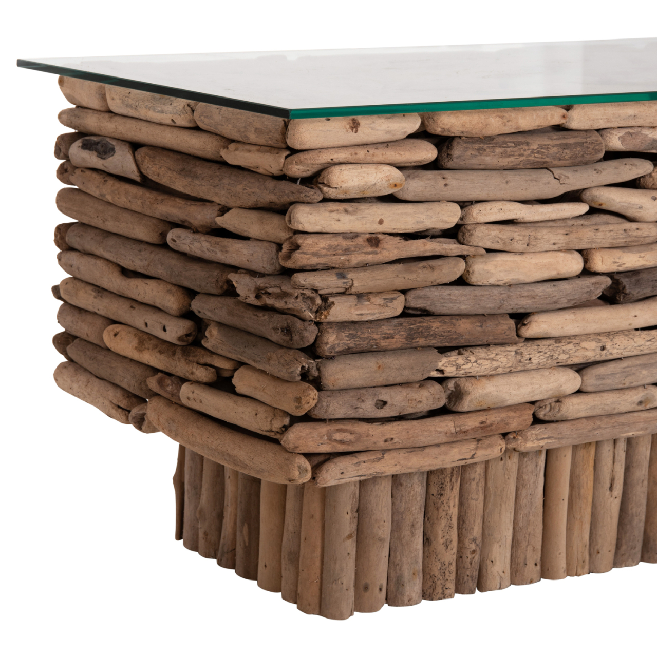 COFFEE TABLE RECTANGULAR SPARROW HM18366 DRIFTWOOD--GLASS 105x45x47Hcm. [7]