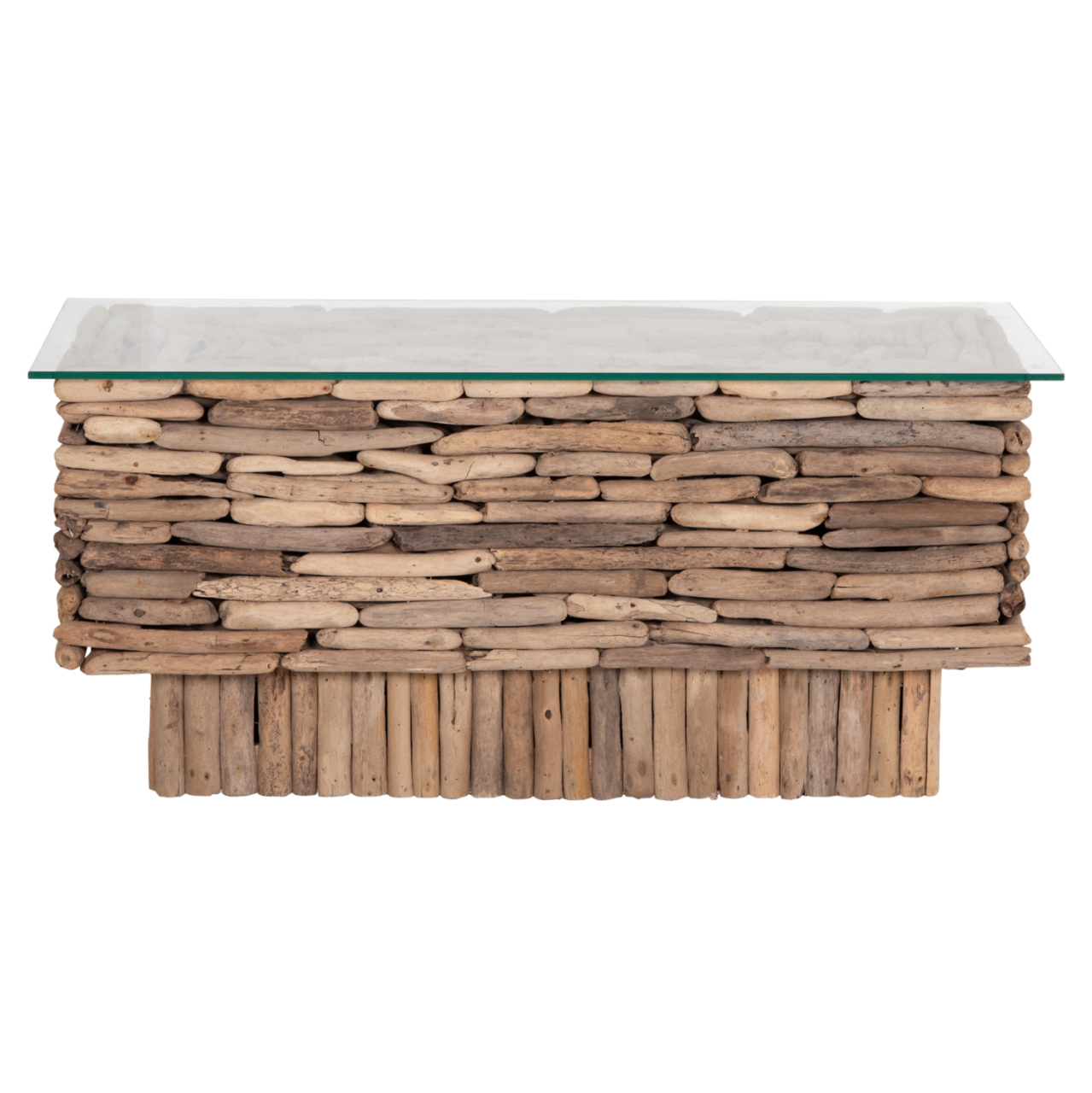 COFFEE TABLE RECTANGULAR SPARROW HM18366 DRIFTWOOD--GLASS 105x45x47Hcm. [3]