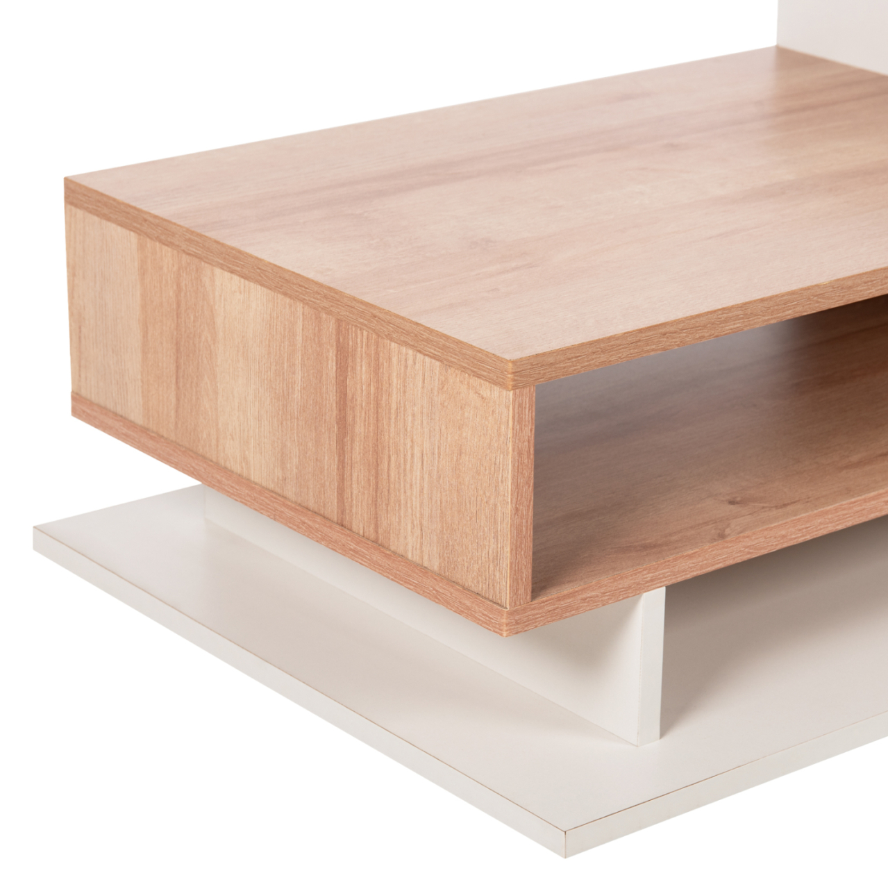 COFFEE TABLE ROSAMUND HM8868.11 MELAMINE IN WHITE and NATURAL 90x50x24,5-35Hcm. [6]